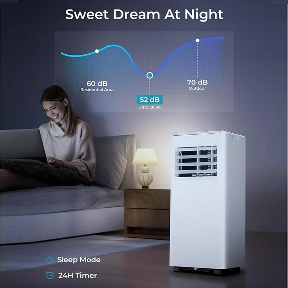 10000 BTU Portable Air Conditioner for 450 Sq.Ft, 3-in-1 AC Unit with Remote & LED Display, Quiet Cooling, Fan, Dehumidifier, Window Kit for Bedroom Home Office Dorm