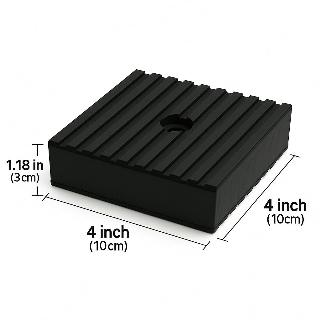4 Pack Heavy-Duty Anti-Vibration Pads – Solid Rubber 4"x4"x1" | Noise Dampening, Slip-Resistant Pads for Air Compressor, Generator, Washer, Dryer, HVAC Equipment