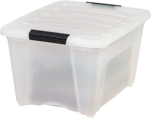 IRIS USA 32 Qt Stackable Storage Bins - BPA-Free, Durable Lids & Secure Handles - 6 Pack in Pearl