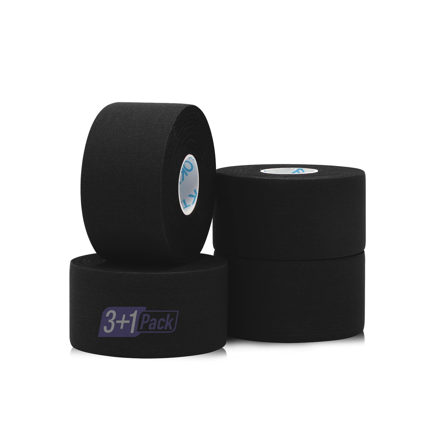 OK TAPE Athletic Sports Tape（4 Packs) - 45ft Per Roll Very Strong Tape for Athlete & Sport Trainers & First Aid Injury Wrap, Perfect for Fingers Ankles Wrist on Bat, Hockey Stick - Black