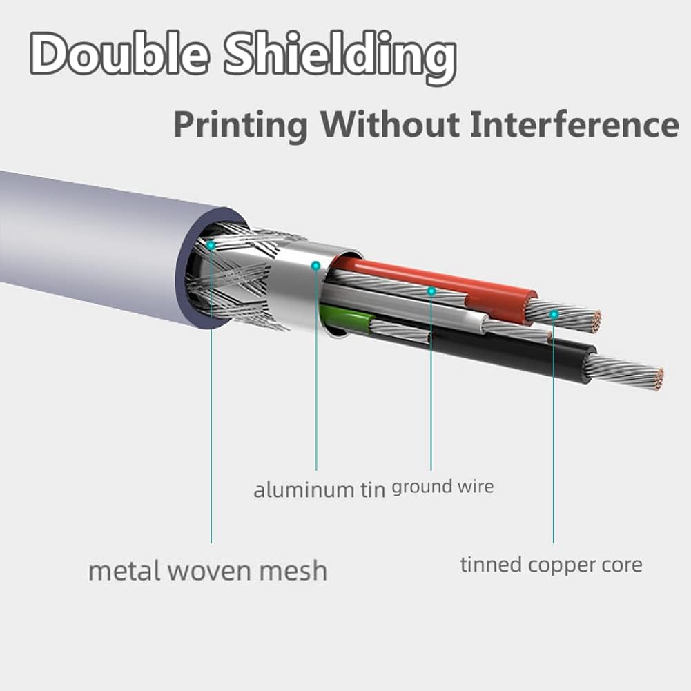 Vay Forwarg 2.0 2.0 5FT Printer Cable USB A to USB B Printer Dedicated Cable Male to Male Gray Suitable for Inkjet