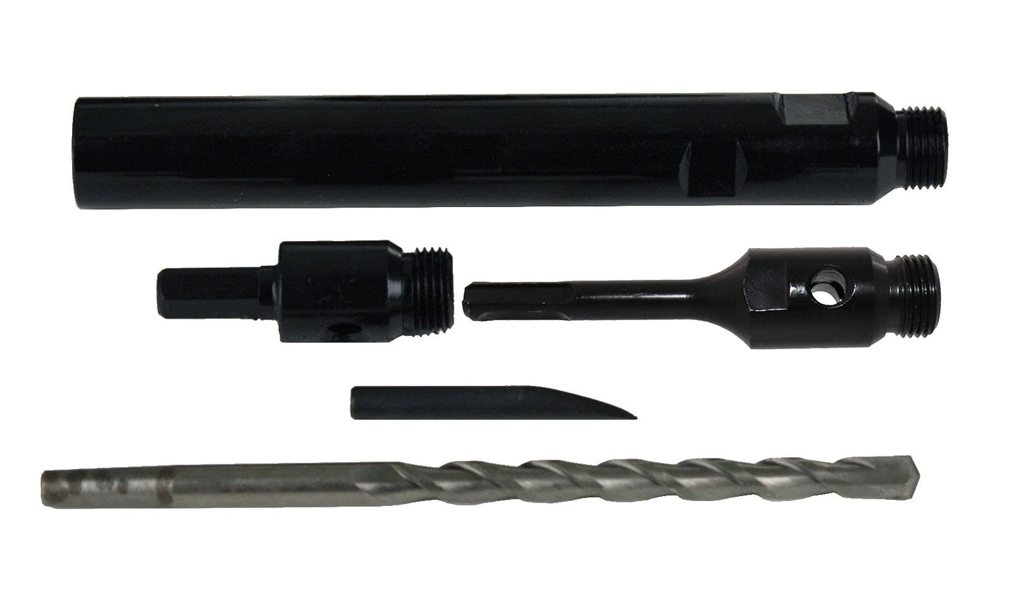 Steel Dragon Tools 4-Piece Dry Diamond Core Drill Bit Kit with Case – 1.5", 2", 3", 5" Bits 6" Depth Laser-Welded Segments Includes SDS & Hex Adapters Pilot Bit Drift Key Aluminum Storage Case
