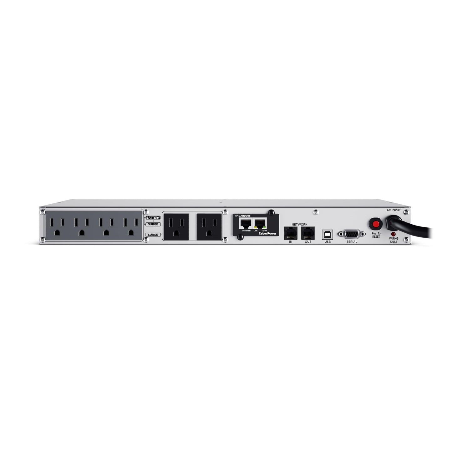 CyberPower OR1500LCDRM1U Smart App LCD UPS Battery Backup and Surge Protector, 1500VA/900W, 6 Outlets, AVR, 1U Rackmount, UL Certified