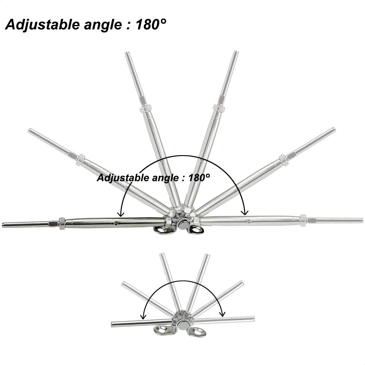 Sowtowe Cable Railing Hardware, 30 Pairs T316 Marine Grade Stainless Steel Cable Railing Kit for 1/8 Inch Cable Railing System, Adjustable Angle
