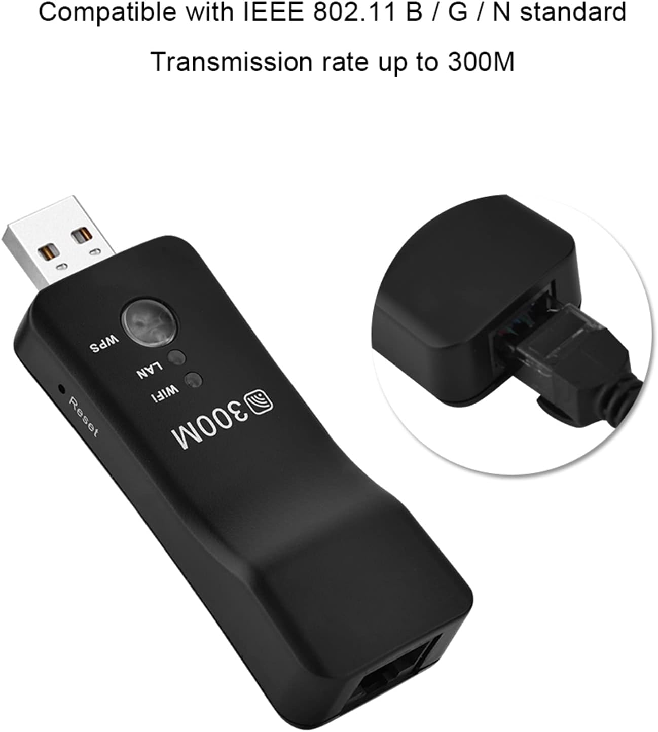 Bewinner 300M USB Repeater - Mini USB Repeater Signal Amplifier, Smart TV Network Adapter AP Booster, USB Powered High