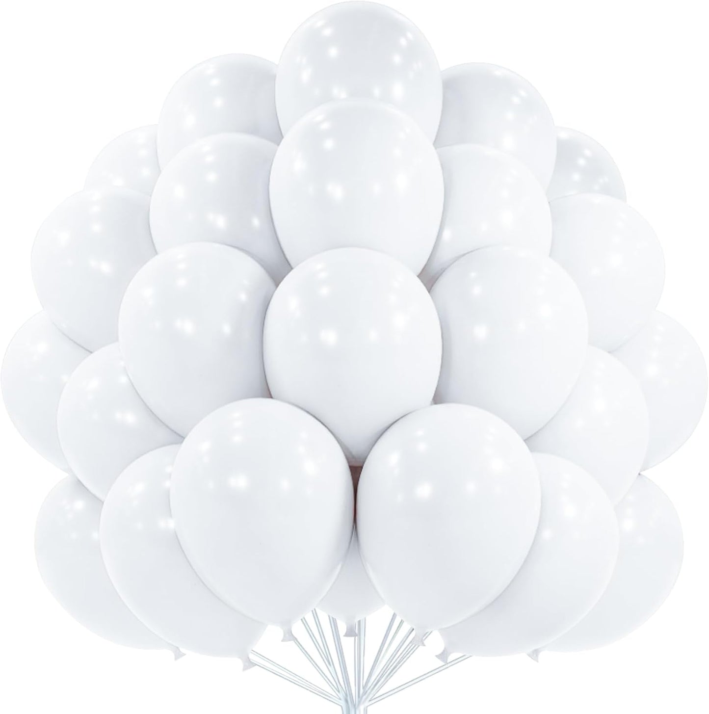 PartyWoo White Balloons - 101pcs 12 Inch Matte Latex for Weddings, Graduations, and Celebrations
