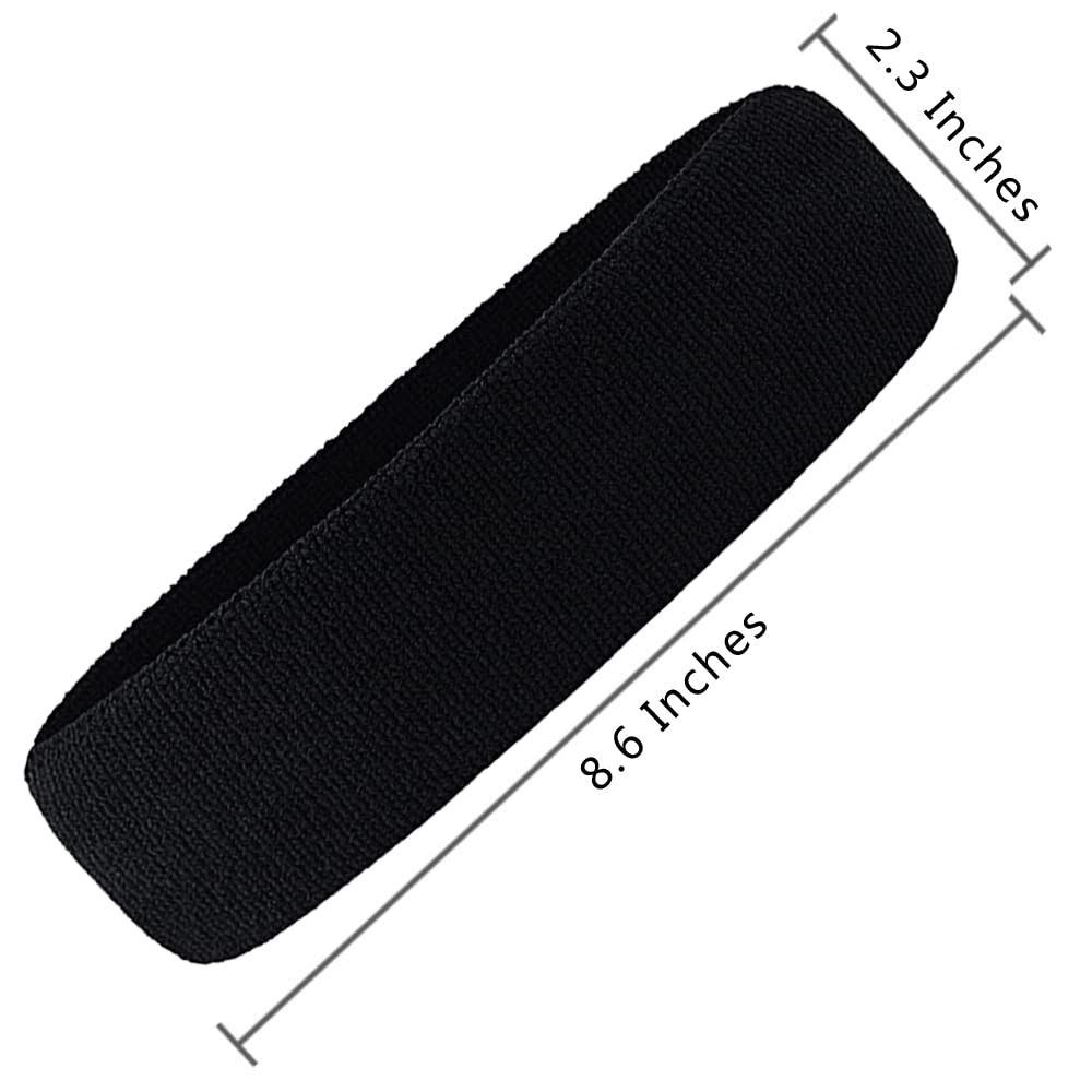 3 Pack Men & Women Sweatband Headband Terry Cloth Moisture Wicking for Sports Tennis Gym Work Out (White,Black,Gray)
