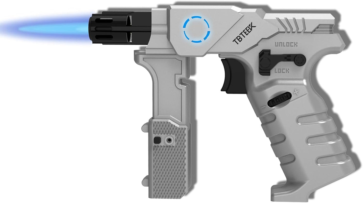 TBTeek Torch Lighter - Refillable Butane Kitchen Blow Torch with Adjustable Flame & Safety Lock | Dual Height Design