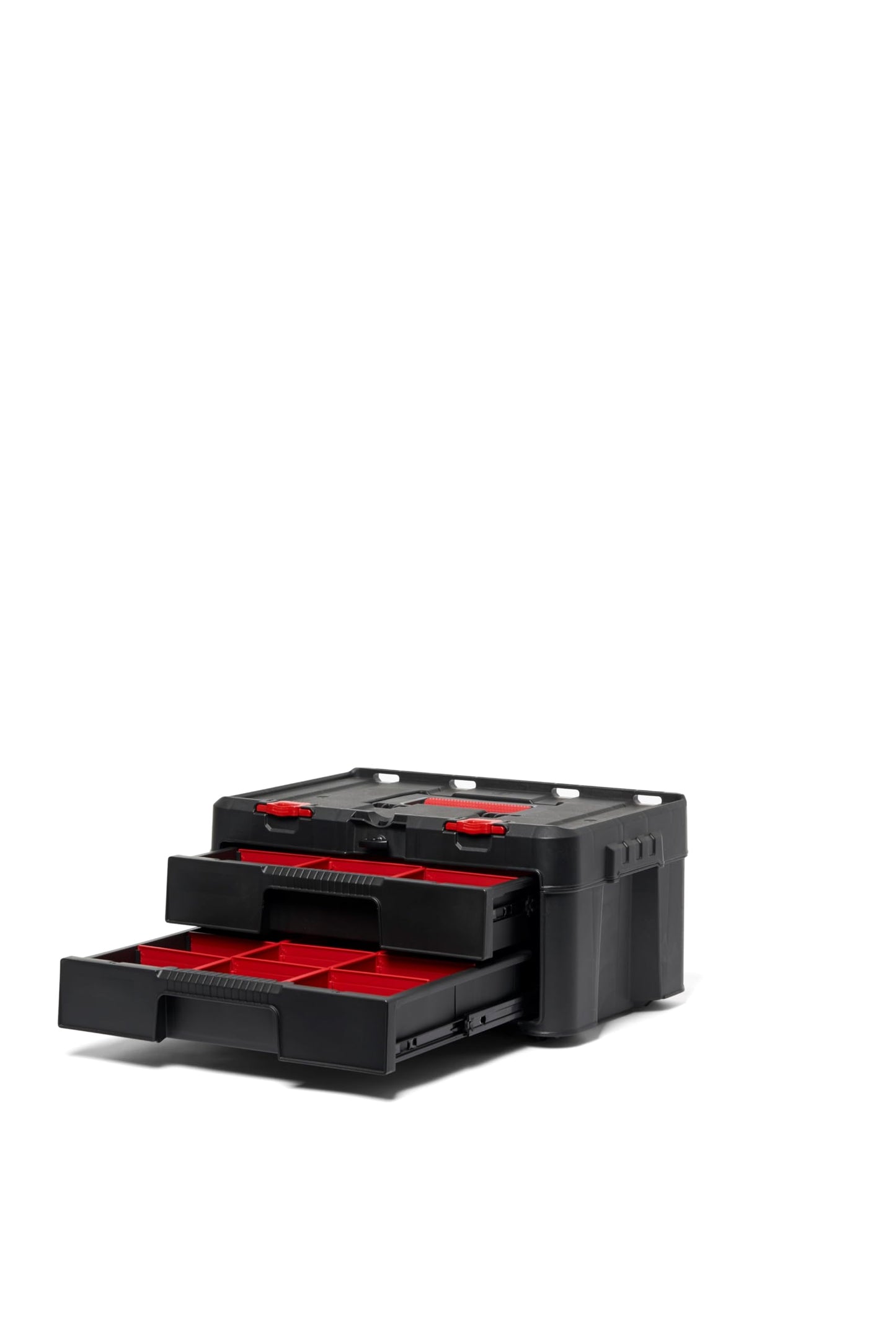 Stack N’ Roll 4-Piece Rolling Tool Storage System – Includes Large Rolling Tool Box, 2-Drawer Tool Box & 2 Tray Organizers | Modular Stackable Tool Storage with Wheels for Garage & Workshop