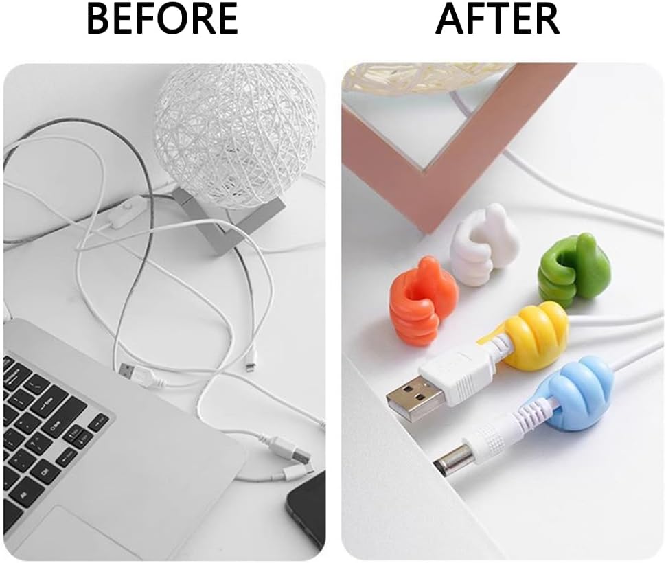 EDOTFISH 10 Packs, Creative Cable Clips, Adhesive Cord Holder - Under Desk Cable Management, Phone Charger Wire