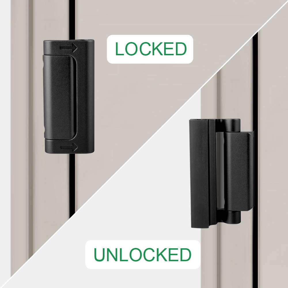 Home Security Door Lock Reinforcement - Child Proof High Security Door Locks with 3" Stop Withstand 800 lbs for Inward Swinging Front Door, Night Kids Safety Metal Flip Deadbolt Latch Defend Home