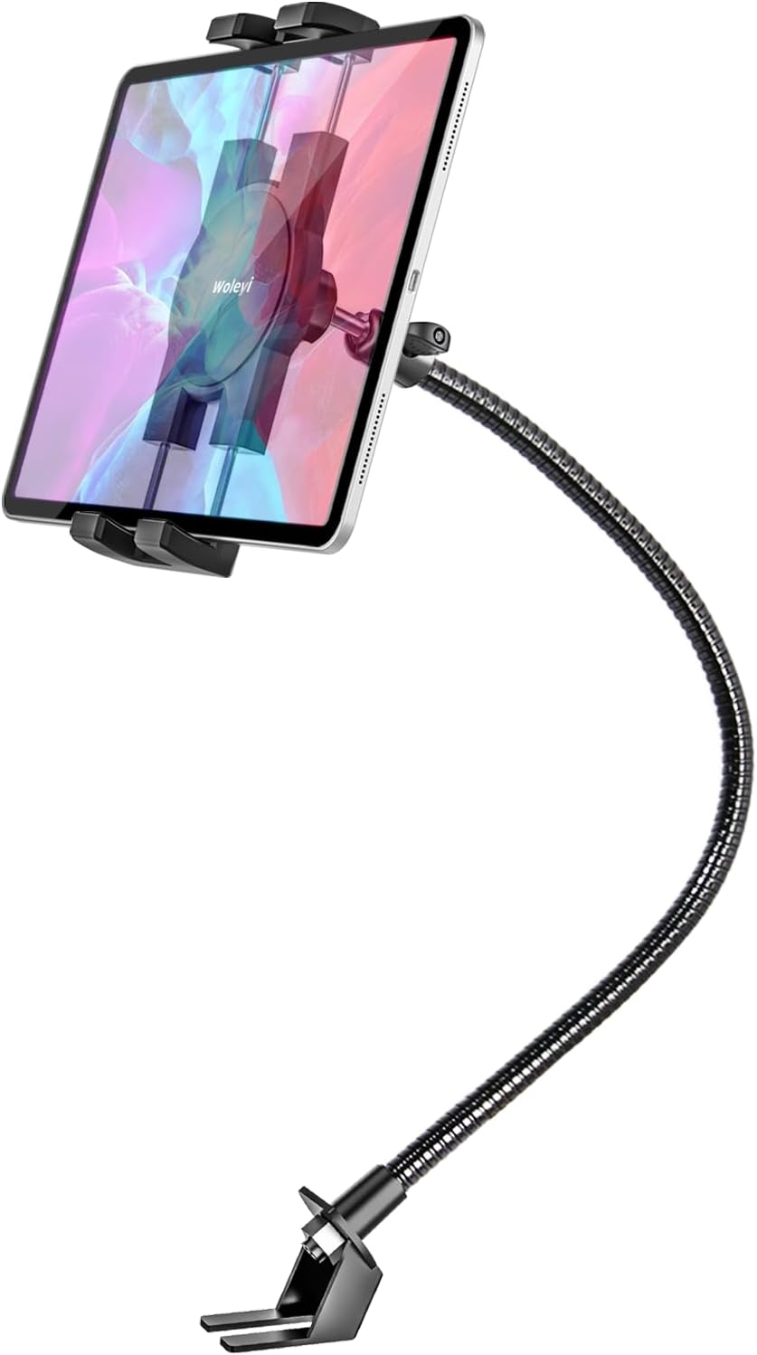 woleyi 20-inch 4-13" Car or Truck Seat Rail Tablet Mount, Heavy Duty Gooseneck Car Floor Tablet Holder Bolt Stand