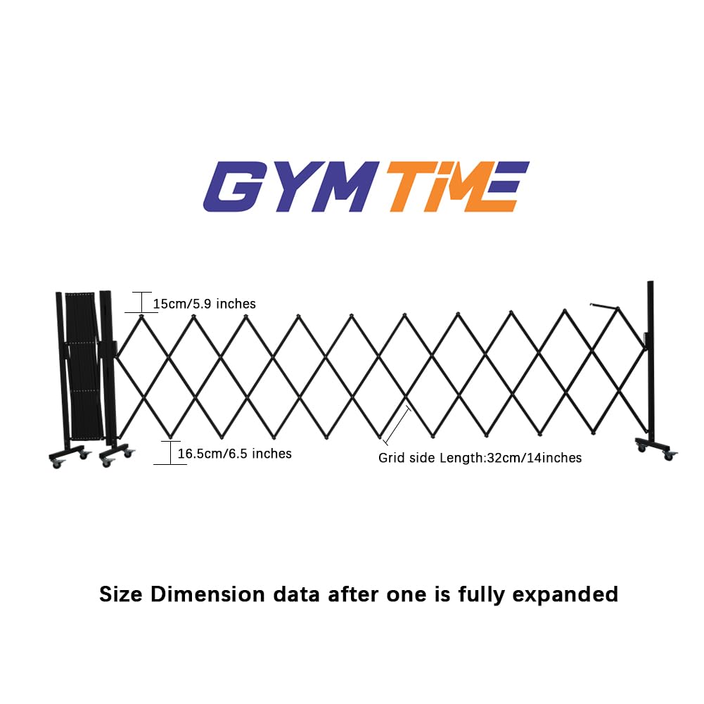 GYMTIME Industrial Expandable Metal Barricade, Portable Safety Barrier with Casters, Mobile Folding Scissor Gate, Aluminum Retractable Fence, 0-180 Degree Rotating, 23.6 Feet, Indoors Outdoors