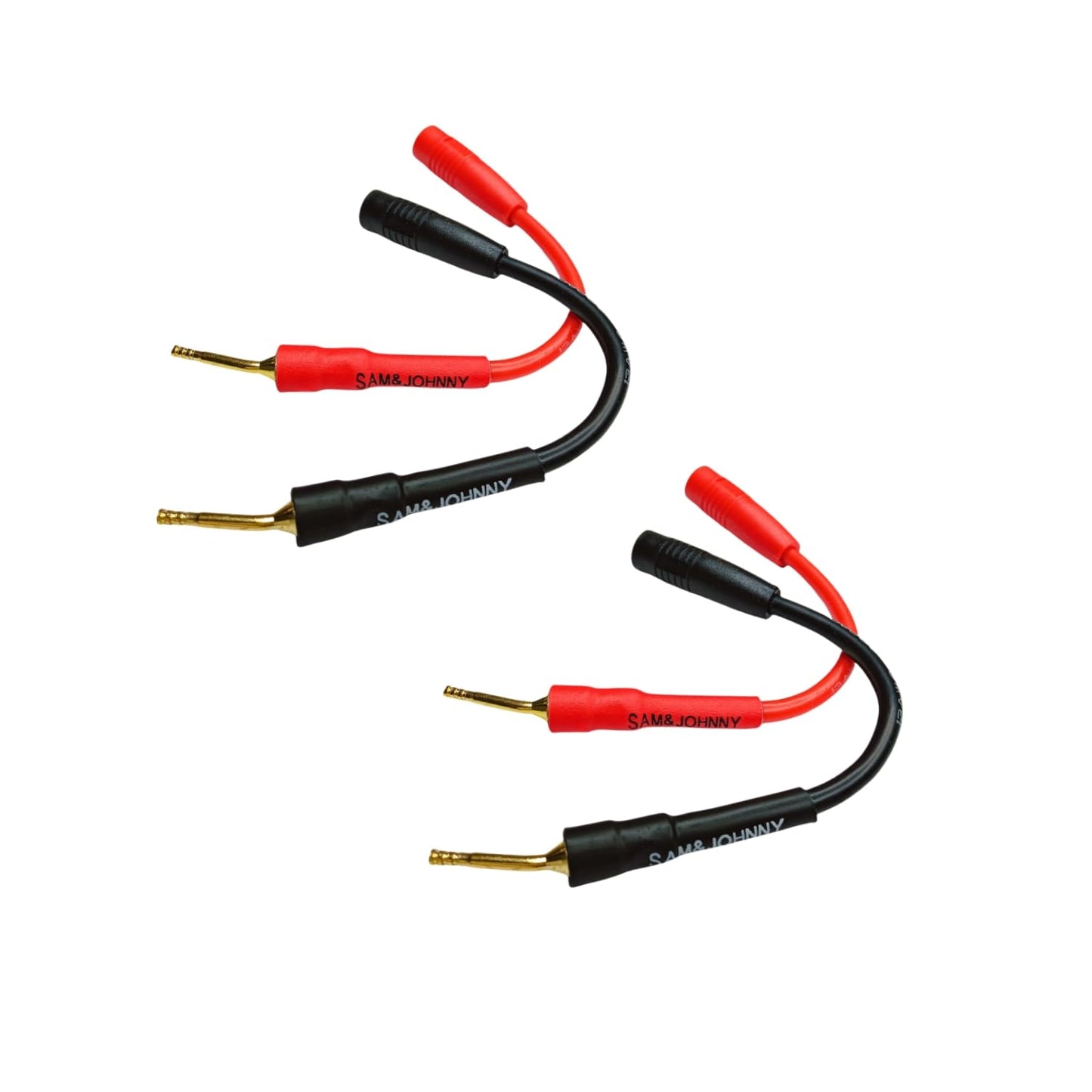 Sam&Johnny 4-Pack 2mm 4mm Banana Plug Adapter - Gold Plated Speaker Wire Connectors to for Amplifier Home Theater Audio