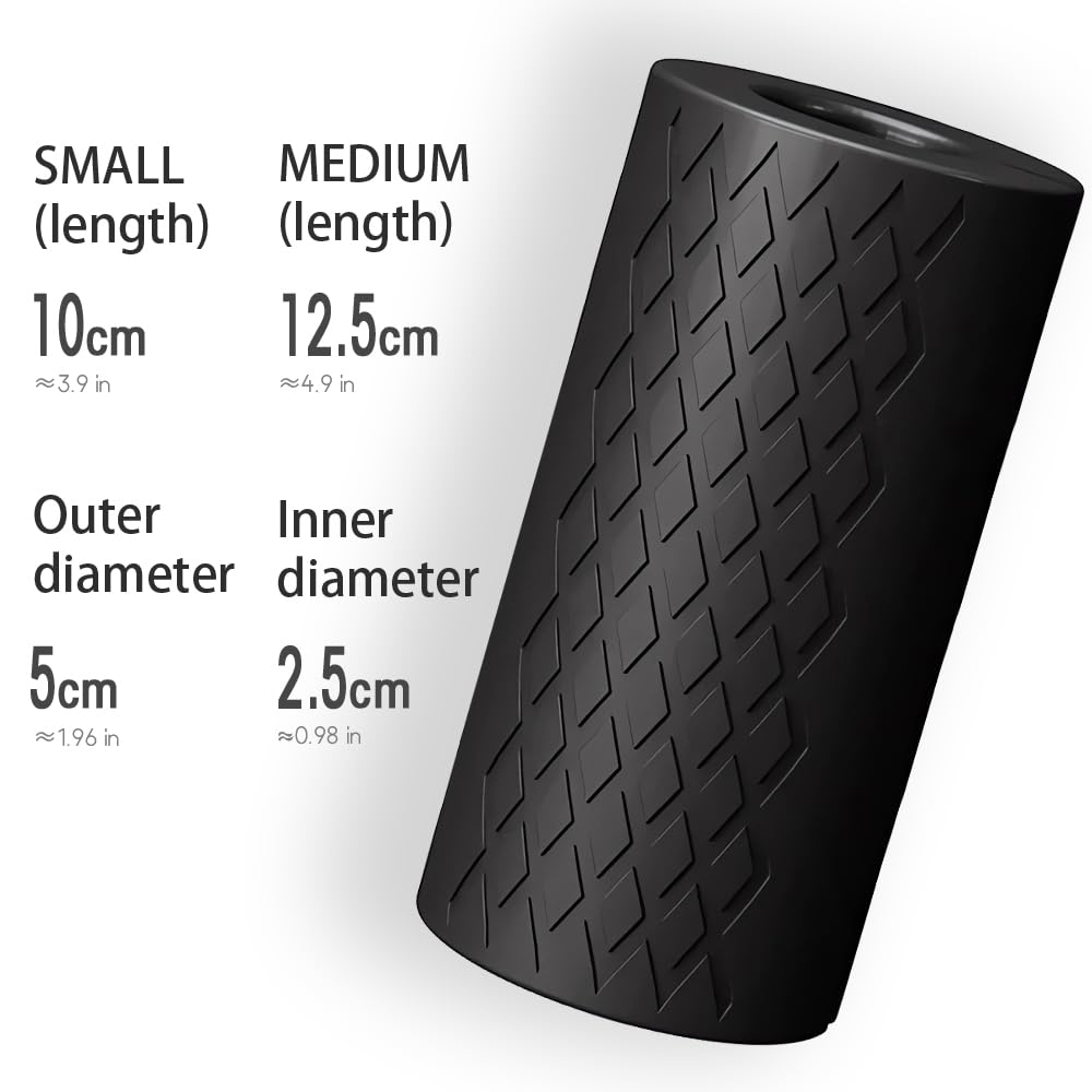 Rubber Barbell Grip, Thick Dumbbell Grip Arm Strength Tool, Barbell Clutch Suitable For Row/Puller/Kettlebell, Gym Biceps Arm Muscle Trainer (Black, 10CM/ 3.9IN)