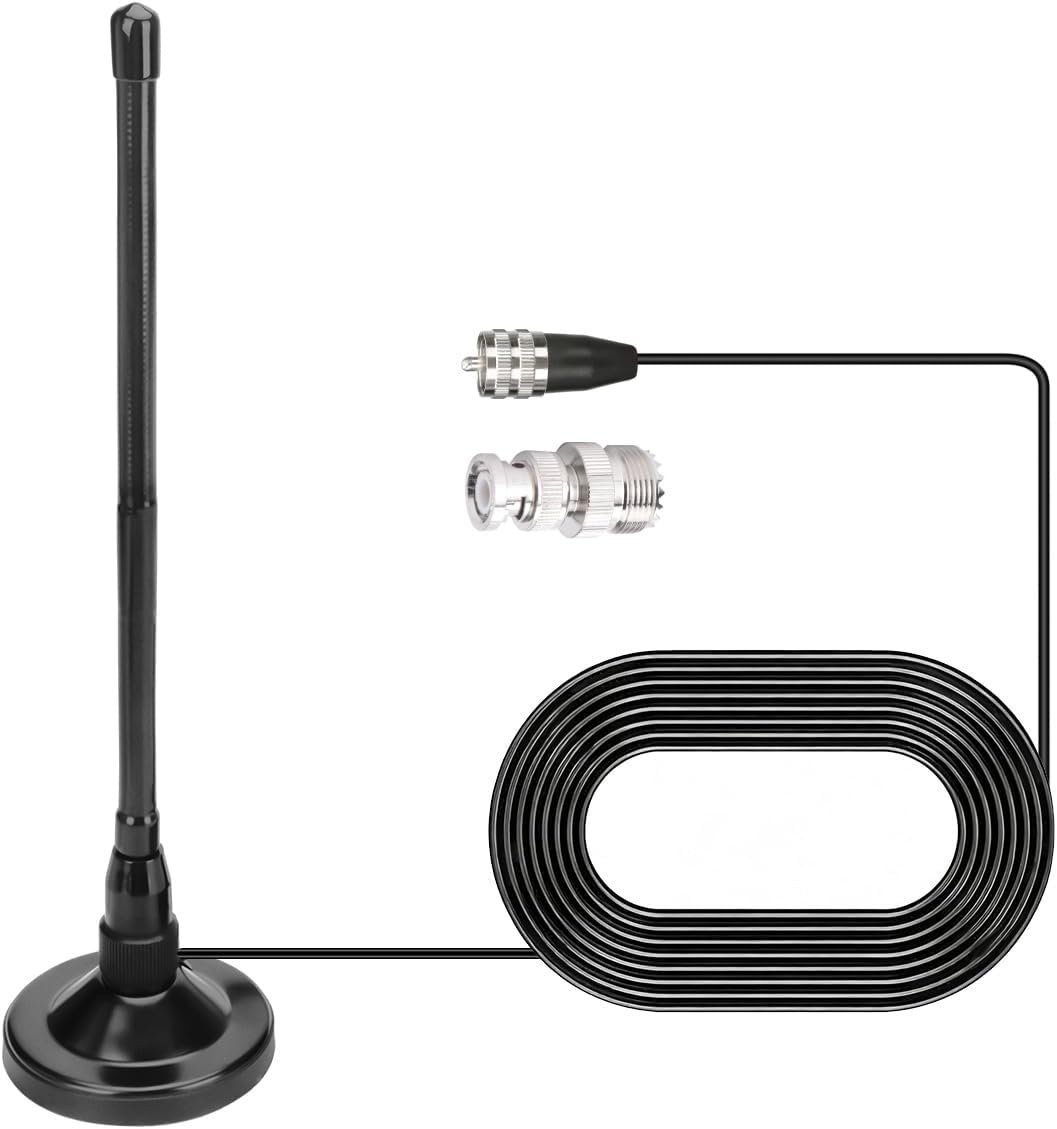 Arridioter 27MHz PL259 Connector,9.84ft RG58 CB Radio Antenna Magnetic Base Kit with BNC Coaxial Cable Compatible