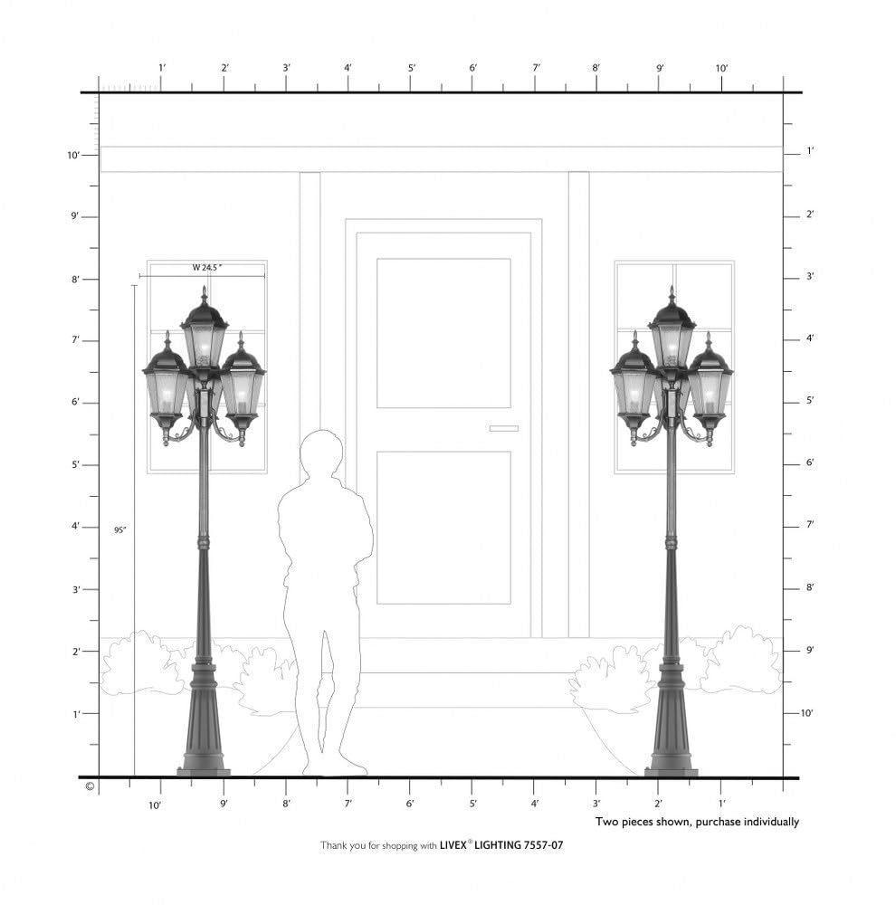 Livex Lighting 7557-07 Hamilton 4 Light Outdoor 4 Head Post, Bronze,25" x 24.5" x 28"
