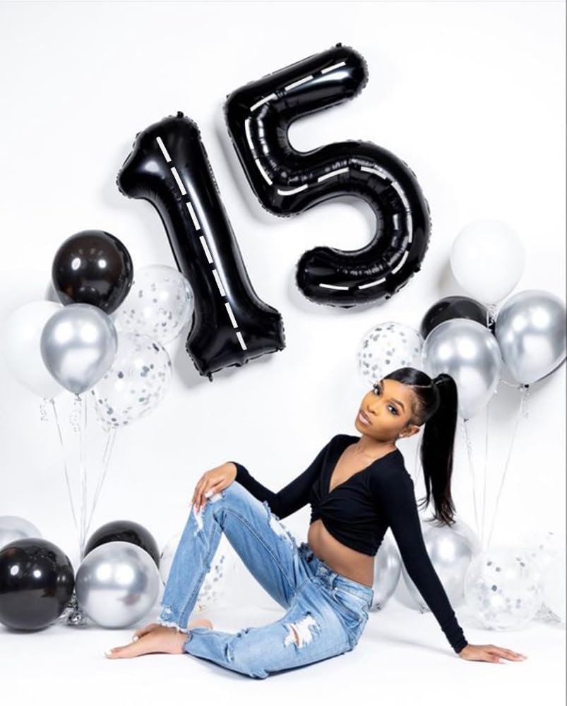 40 Inch Large Number Balloons by [Brand Name] - Black 4 Balloon for Birthdays & Graduations