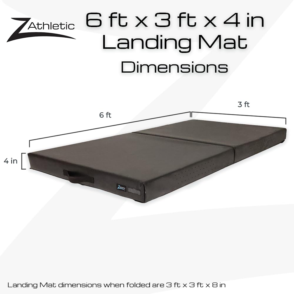 Z Athletic Open Cell Landing Folding Mat for Gymnastics, Tumbling, Cheerleading, Martial Arts, and More, 6 Ft x 3 Ft x 4 In