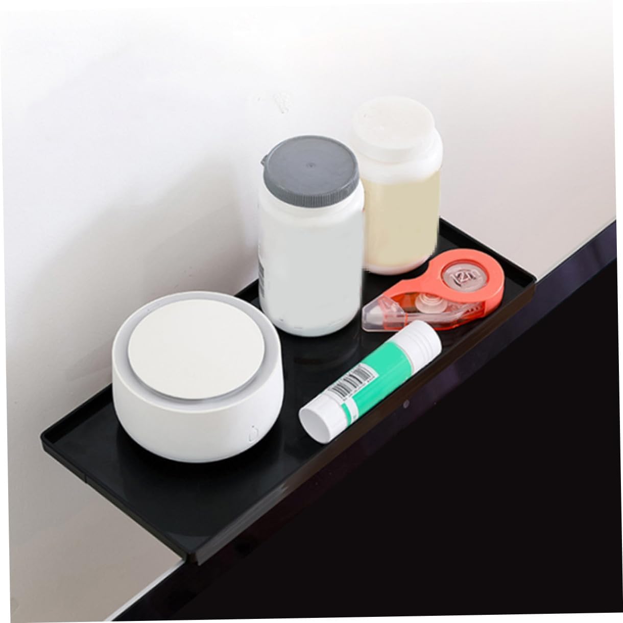 Wall-Mounted Black Monitor Shelf - Multifunctional Desktop Storage Rack