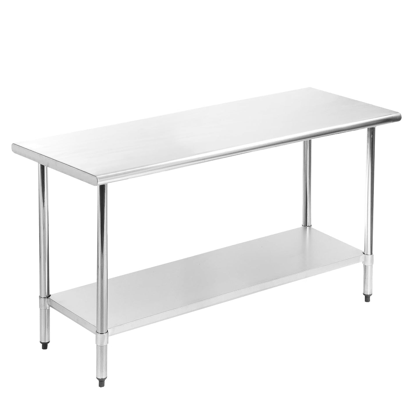 FDW Stainless Steel Table for Prep & Work 24 x 60 Inches, Commercial Heavy Duty Table with Undershelf and Adjustable Legs Food Prep Worktable for Restaurant, Kitchen