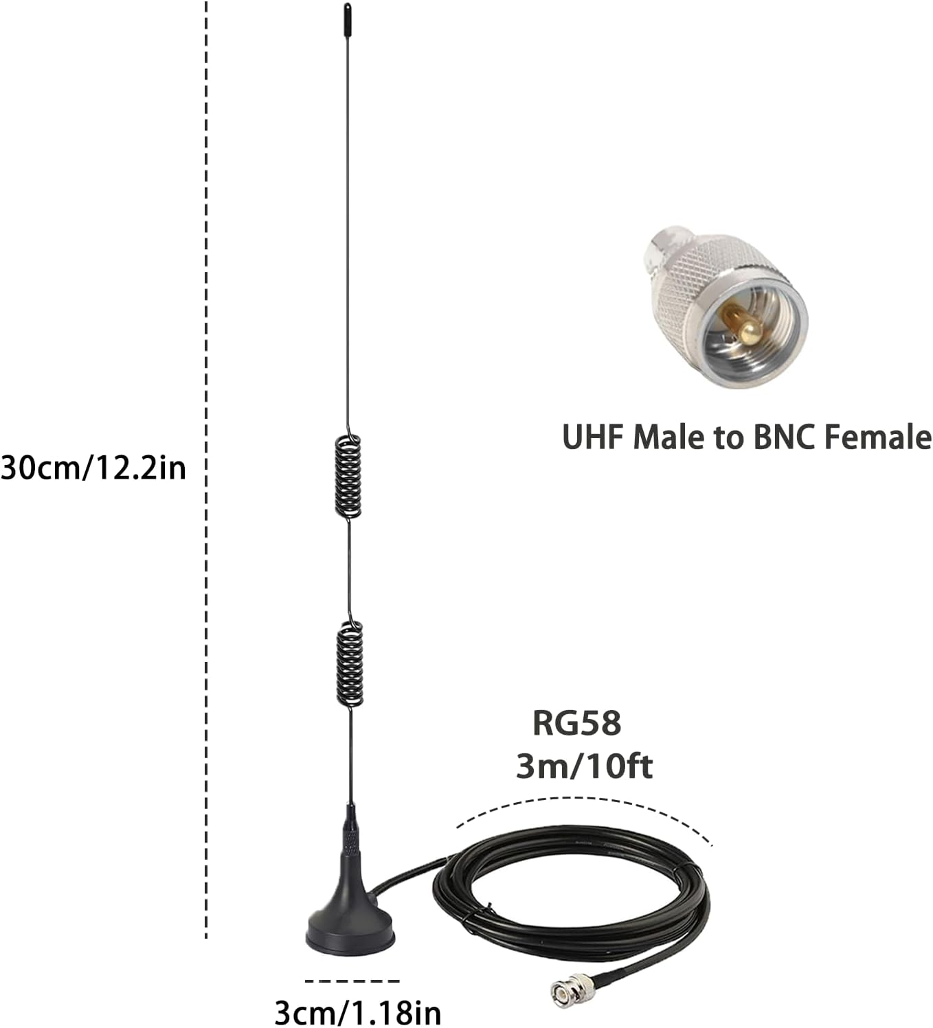 SIGNALPLUS 25-1300MHz 2m 70cm Police Scanner Antenna for Home, VHF UHF GMRS FM, Mobile Ham Radio Antennas with Magnetic