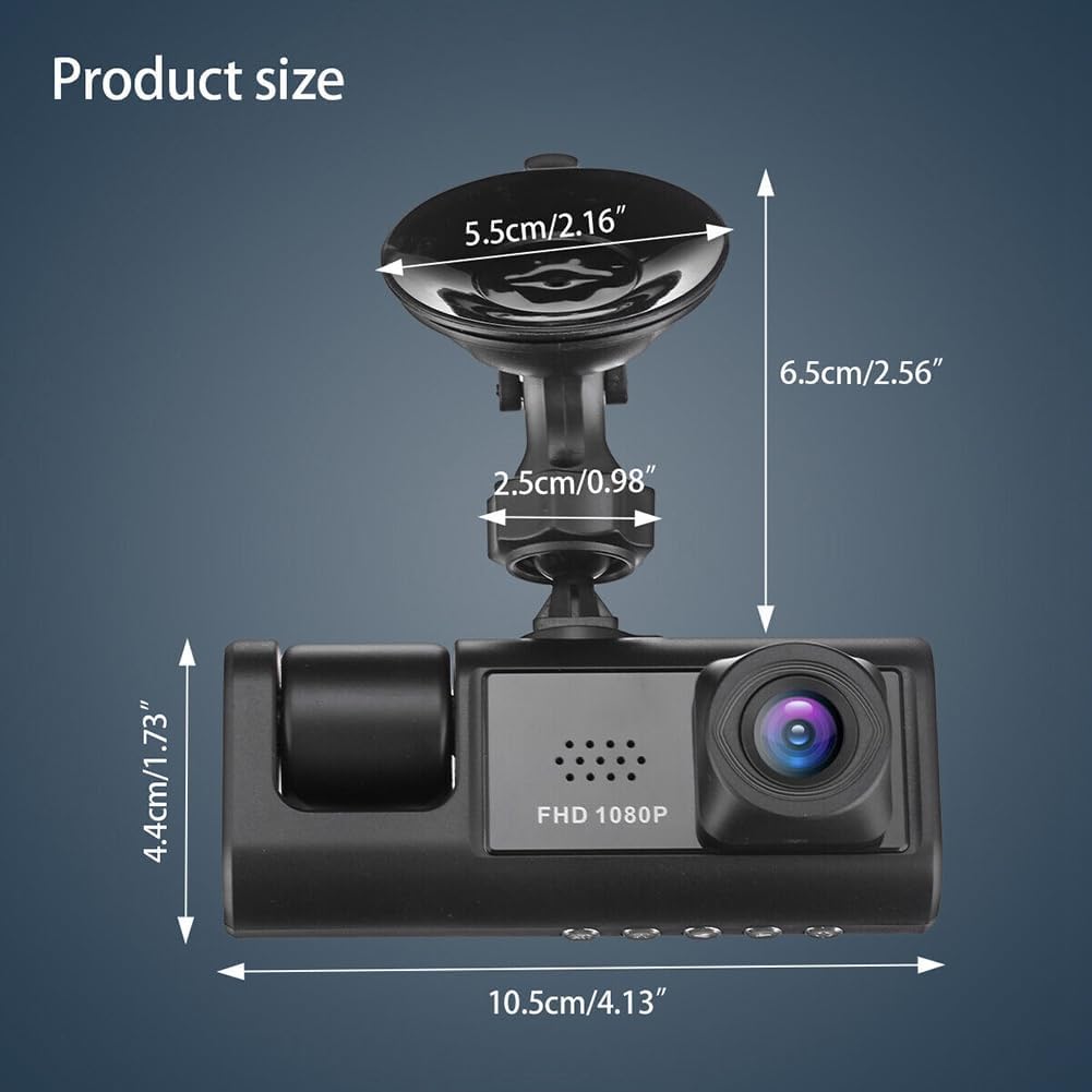 Ruitutedianzi Inside Vehicle Dash CamThree Way Camera DVRs Recorder Video Registrator Dashcam Camcorder