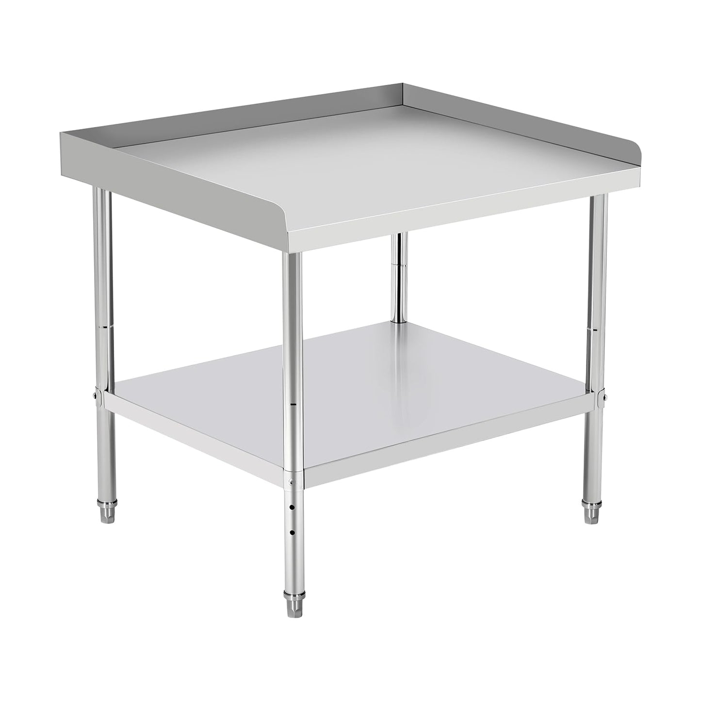 36"x28"x30" Stainless Steel Grill Stand Table, NSF Certified, 400 lbs Capacity, Adjustable Legs, 3-Sided 2" Edge Baffle for Kitchen, Restaurant, Hotel