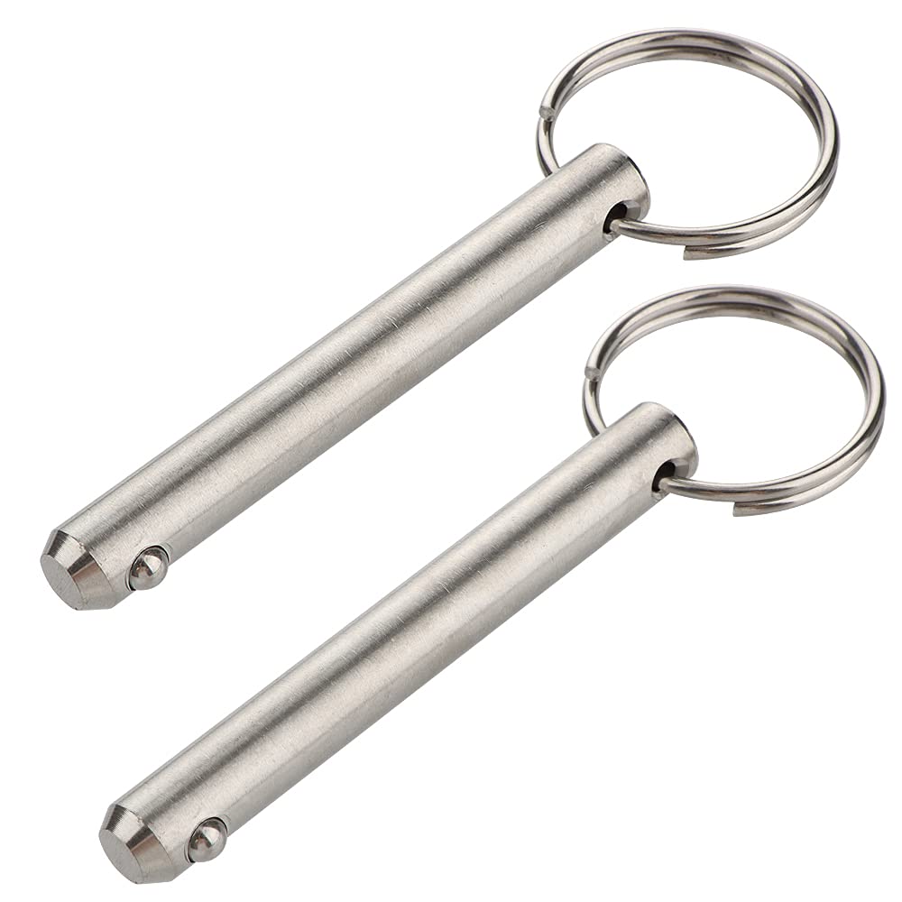 2 Pcs Large Quick Release Pins, Diameter 3/8"(9.5mm), Usable Length 2.4"(61mm), Overall Length 3"(76mm), Full 316 Stainless Steel, Bimini Top Pin, Marine Hardware