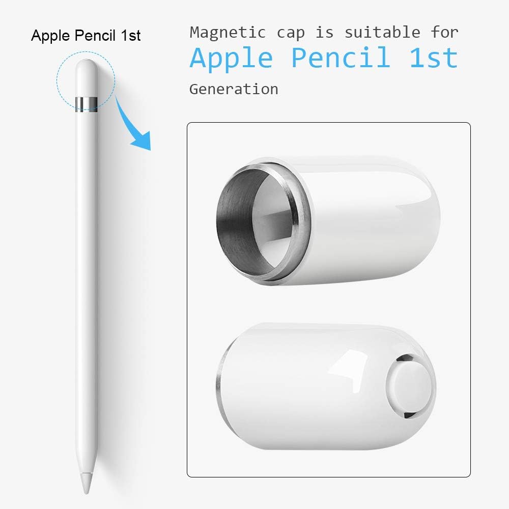 MJKOR 1st, Magnetic Replacement Cap Charging Adapter and Tips Replacement Compatible with Apple Pencil Cap Holder