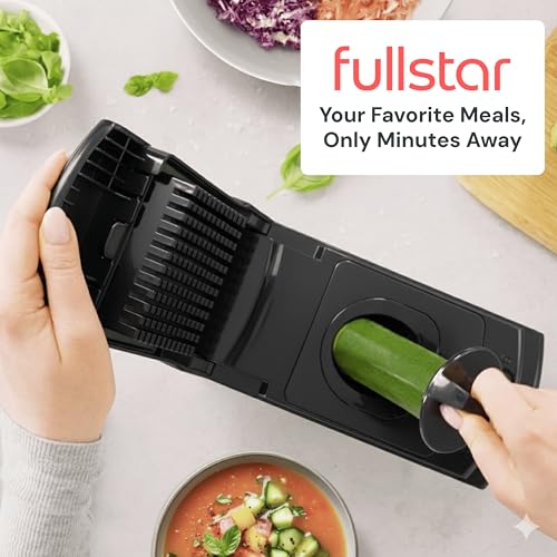 Fullstar The Original Pro Chopper - Vegetable Chopper and Spiralizer, Food Chopper with Container, Fruit Slicer, Kitchen Gadgets & Gifts, Home Essentials (9 in 1, SS Black)