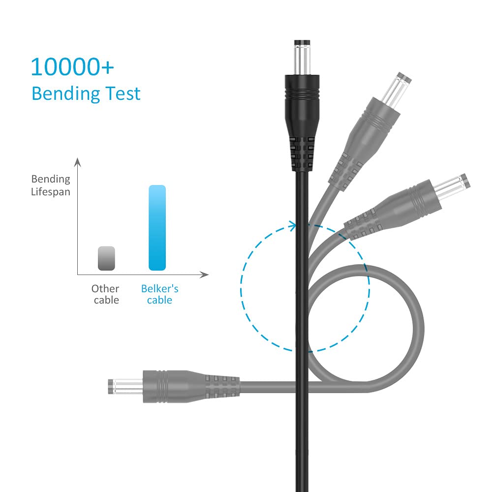 10-in-1 5V 5.52.1mm 5FT Belker Universal DC Power Cable,USB to DC Plug with Type-C, Micro USB, Mini USB and More