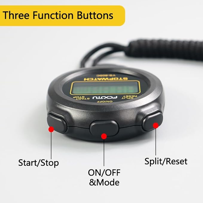 FCXJTU Simple Stopwatch Timer, Single Lap Stopwatch Countdown Timer, No Hourly Beep, On/Off, AAA Battery(Included), Large Display, Easy to Use, Ideal for Kids Sports Coaches Blue