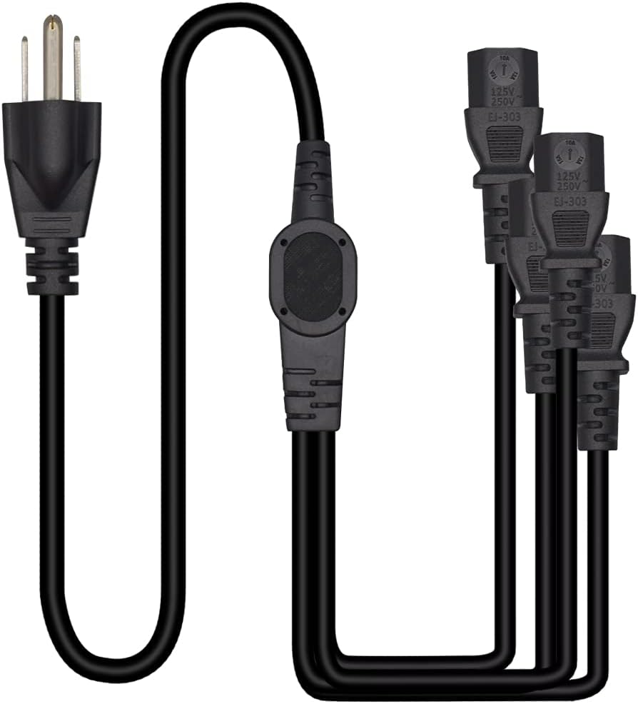 Toptekits 5-15P 4X C13 4 3 C13 Split(6ft/2m, 5-15P 4XC13) Computer Monitor Power Cord Splitter, NEMA to Y-Cable, Power