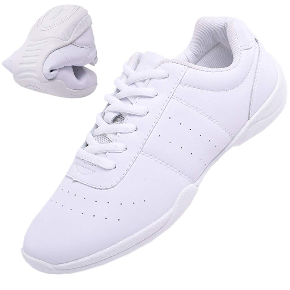 DADAWEN Adult & Youth White Cheerleading Shoe Athletic Sport Training Competition Tennis Sneakers Cheer Shoes White US Size 5/EU Size 36