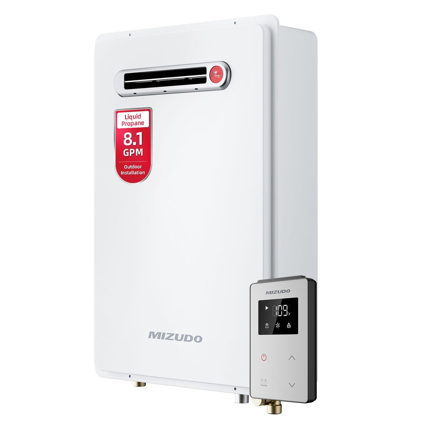 MIZUDO 180,000 BTU Propane Gas Tankless Water Heater, Outdoor Installation Up to 8.1 GPM, CSA Certified Instant Hot Water Heater for Residential Whole House, GEN 3