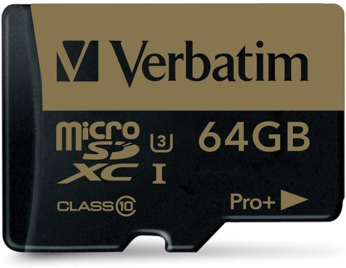 Verbatim 64GB 600X UHS-1 U3 10, 44034 ProPlus microSDXC Memory Card with Adapter, Class