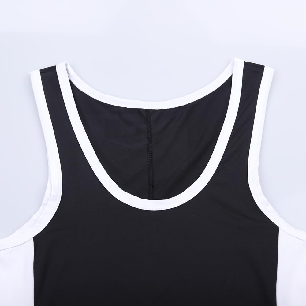 DLSMDOUS Men's Wrestling Singlets Sleeveless Athletic Supporters Wrestling Uniform Sports Bodysuit Jumpsuits for Fun 4309 Black S