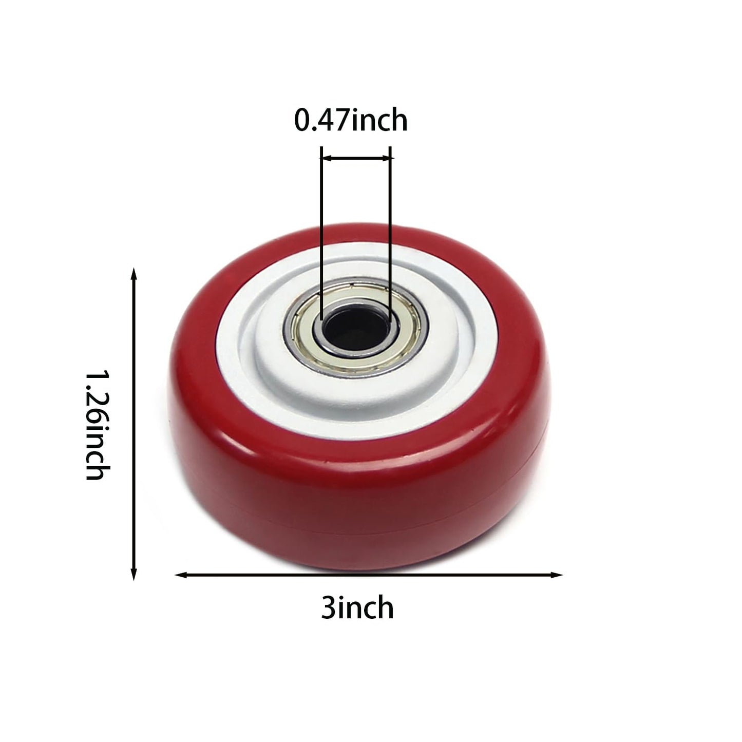 4 PCS 3INCH Caster Wheels Red Heavy Duty Plate Shelf Replacement Wheels for Platform up to 264 LBS/120KG