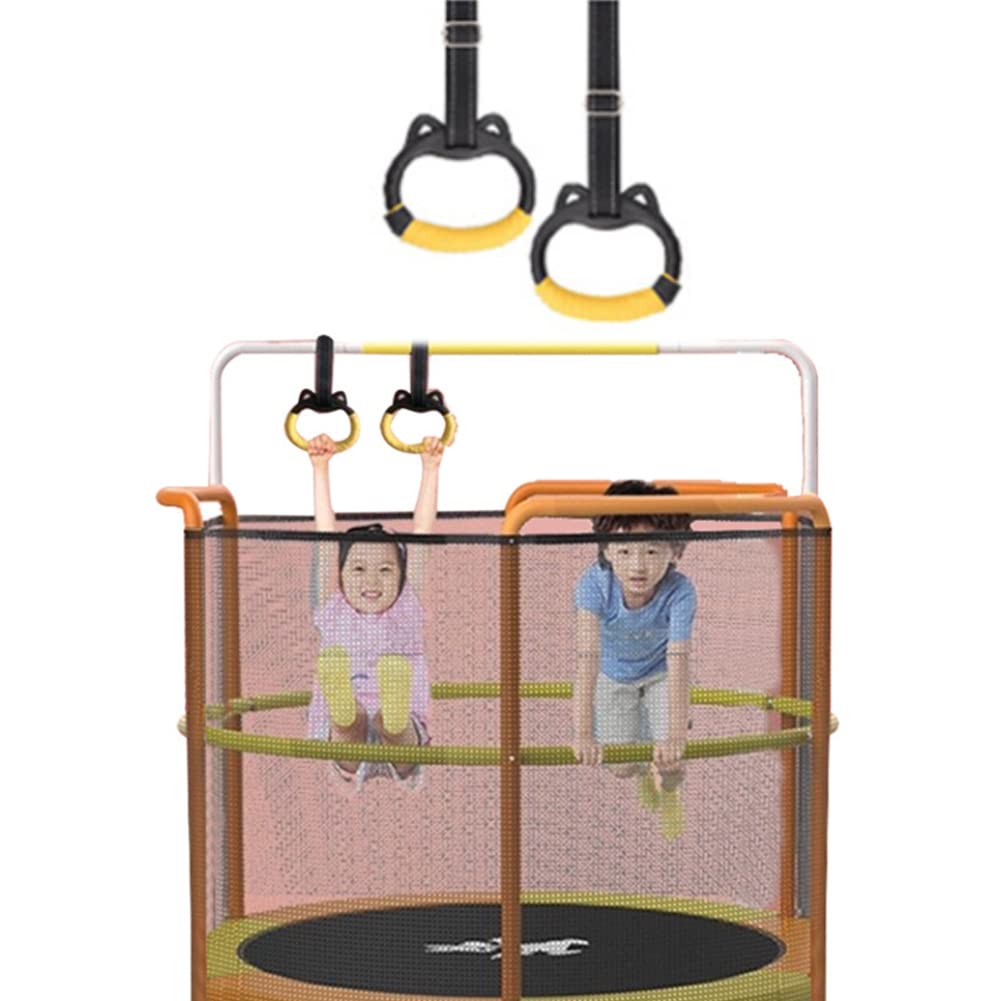 JIANWEI Gymnastics Rings Set for Kids, Professional Children Trapeze Bar Pull Up Rings with Straps Kids Playground Home Exercise Gym Rings with Drawstring Bag for Children Exercise