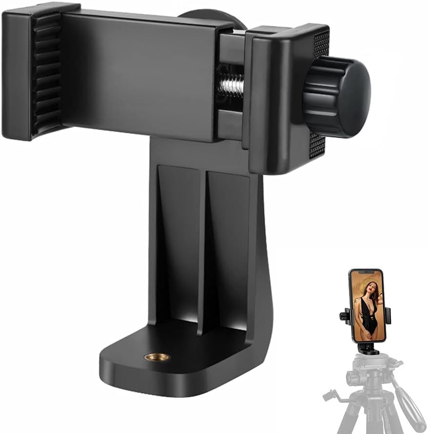 KLIOMAX 1/4" Phone Tripod Mount Adapter/Universal Tripod Phone Holder Stand, Fits Any Smartphone, Screw, Rotating