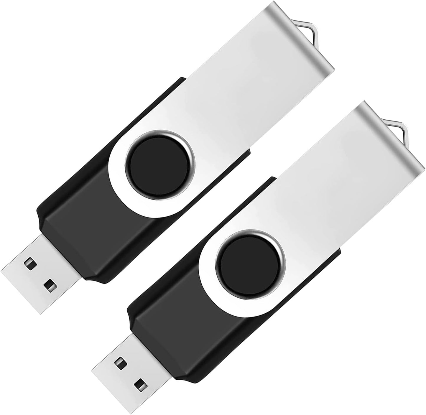 Maspen 2 Pack 64GB 2.0 USB Flash Drive USB Thumb Drives Jump Drive Fold Storage Memory Stick Swivel Design - Black
