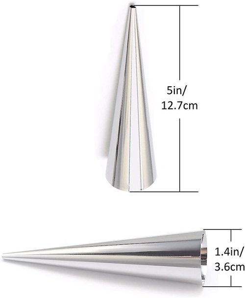 Joyeee Pastry Cream Horn Molds - 10 Stainless Steel Cannoli Tubes | 5-Inch Croissant & Waffle Cone Baking Tool