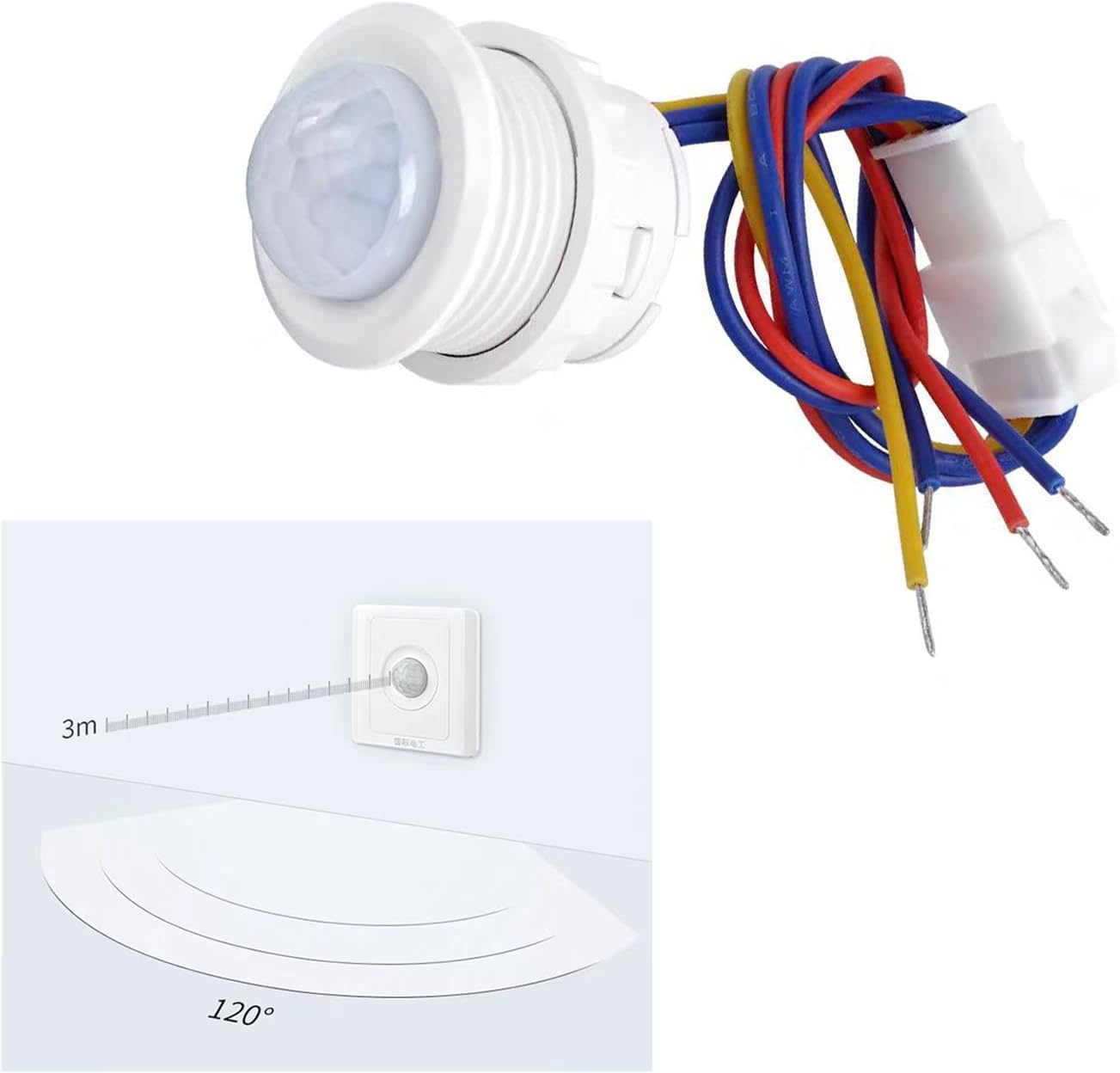 HANNAHONG Switch,AC110-220V, Mini PIR Motion Sensor Smart Human Body Activated Detection,Time Delay Adjustable