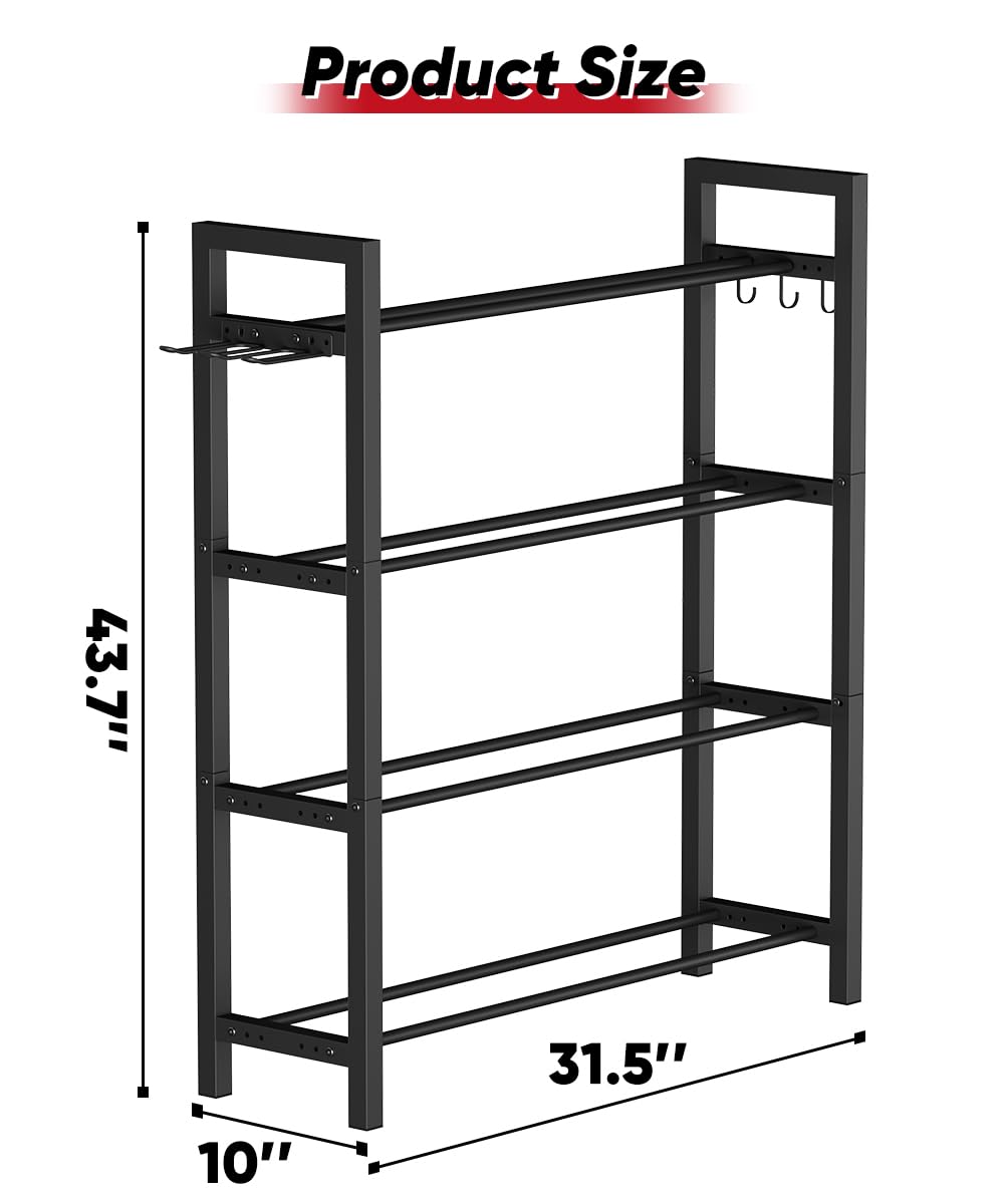 Ansionsol Adjustable Dumbbell Rack, Weight Storage Stand Holder for Dumbbells & Kettlebells, Heavy-Duty Metal Home Gym Workout Organizer with Hook for Gym Equipment Accessories (Rack Only)
