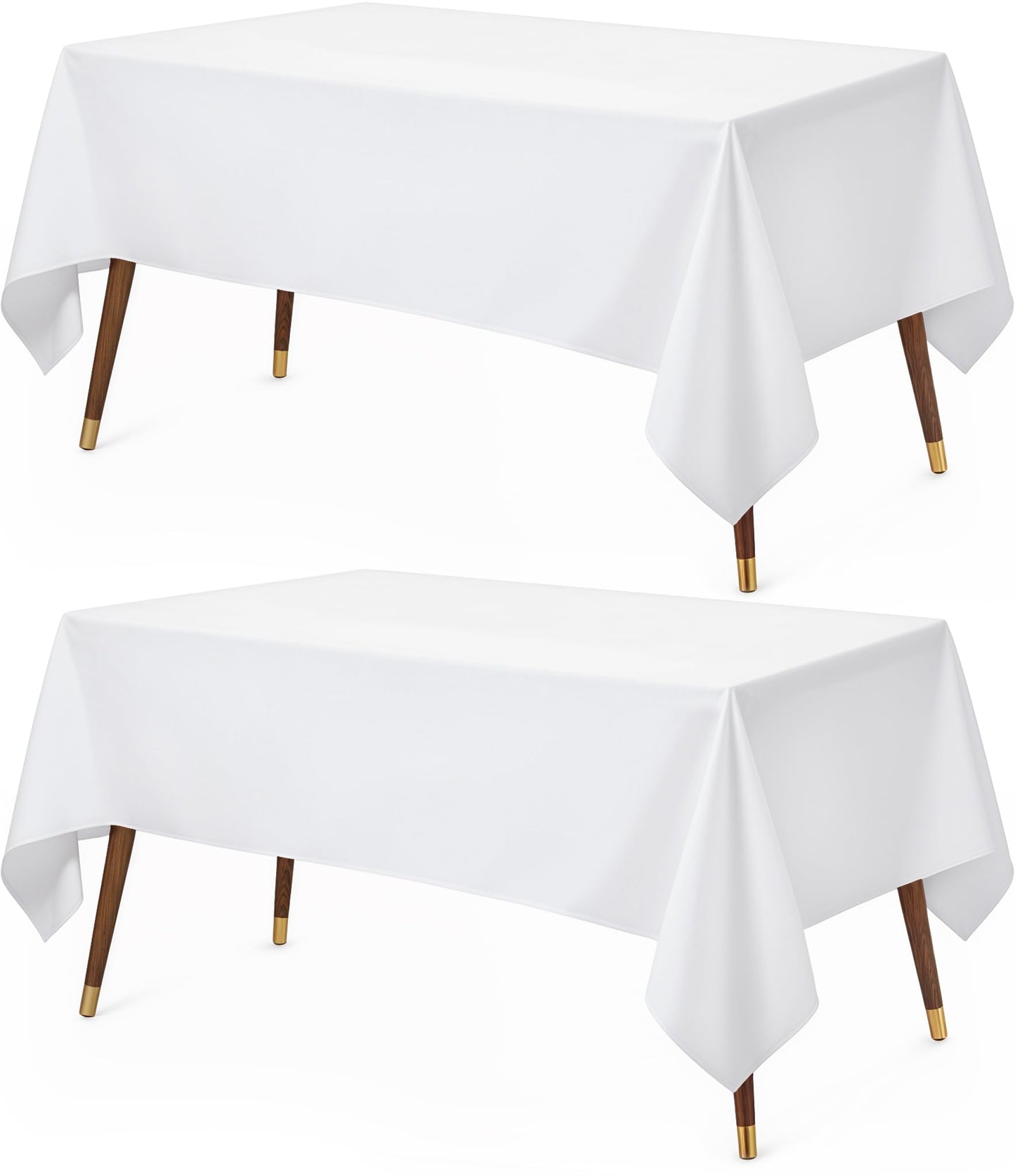 Utopia Kitchen Rectangle Table Cloth 2 Pack(90x132 Inches, White), Tablecloth Machine Washable, Polyester Table Cover for Dining, Buffet Parties, Picnics, Events, Weddings and Restaurants