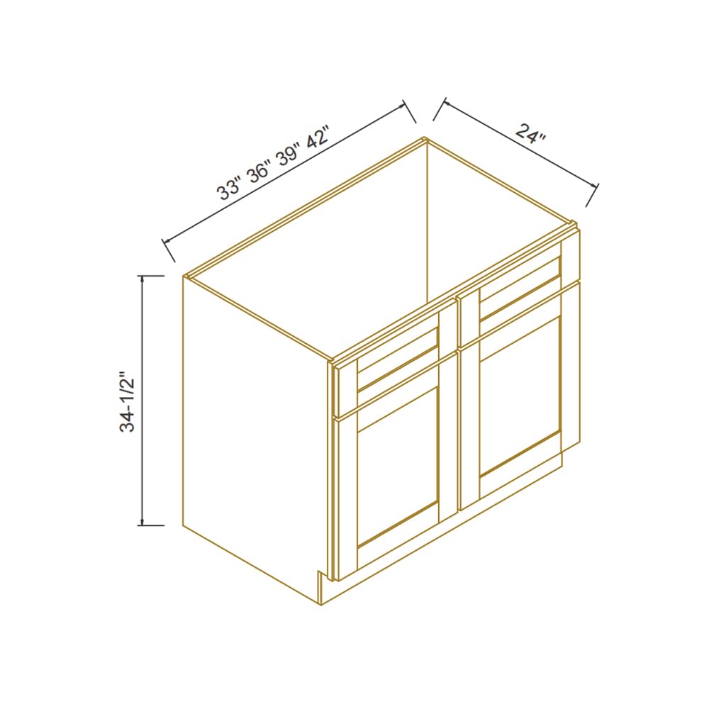 HCIOAN Solid Wood Frame Shaker Style RTA Sink Base Cabinet - 2 Doors, 1 False Drawer for Kitchen, Bathroom Vanity, Office Washroom (SK-Origami White, 27" W x 24" D x 34.5" H)