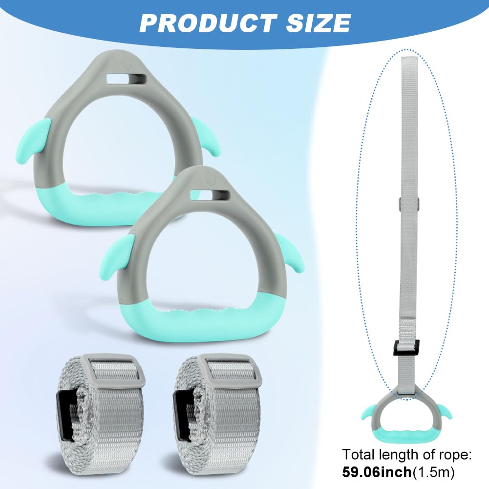 JIANWEI Gymnastics Rings for Kids Home Exercise, Fitness Children Trapeze Bar Pull Up Gym Rings Exercise Strength Training Equipment with Straps ＆ Adjustable Buckle Load-Bearing 40KG