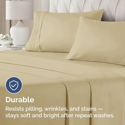 King Pillow Cases Set of 4 | Ultra Soft Hotel Quality Covers - Cozy, Wrinkle-Free & Fade Resistant - Beige