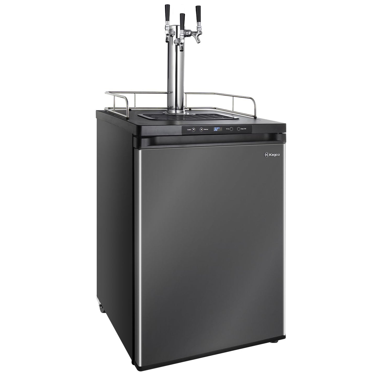 Kegco HBK309X-3 Keg Dispenser, 3 faucet without kegs Black Stainless Steel